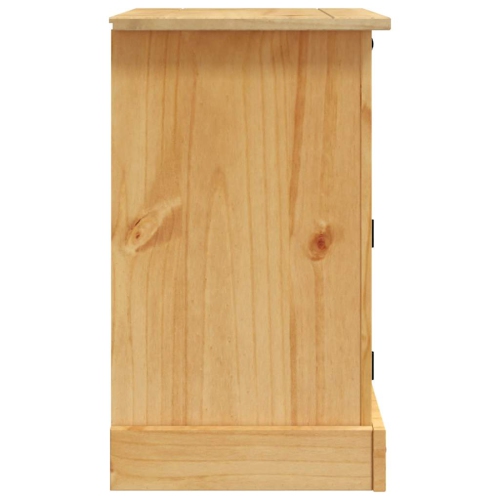 vidaXL Bedside Cabinet with 1 Drawer & 1 Door, Solid Pine Wood, 20.9''x15.4''x26'', Natural Finish