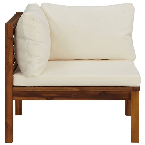 vidaXL 2 Piece Sofa Set with Cream White Cushions Solid Acacia Wood