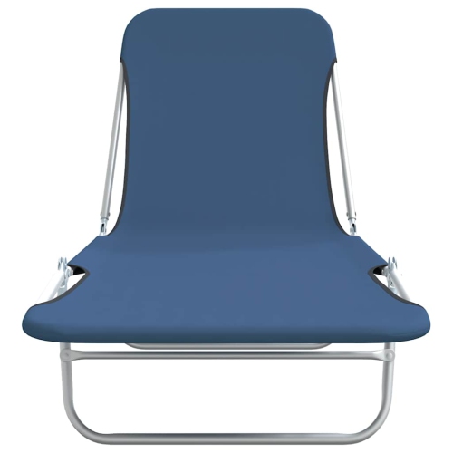 vidaXL Folding Sun Loungers 2 pcs Steel and Fabric Blue
