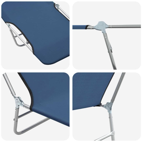 vidaXL Folding Sun Loungers 2 pcs Steel and Fabric Blue