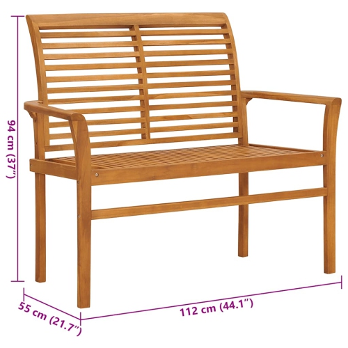 vidaXL Garden Bench with Cream Cushion 112 cm Solid Teak Wood