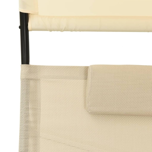 Chaise longue double soleil avec auvent en textilène de vidaXL - Crème