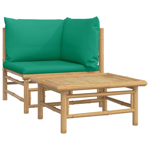VIDAXL  2 Piece Garden Lounge Set With Cushions Bamboo In Green