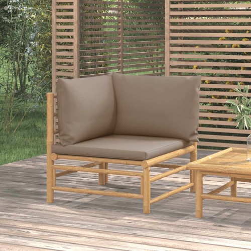 vidaXL Garden Corner Sofa with Taupe Cushions Bamboo