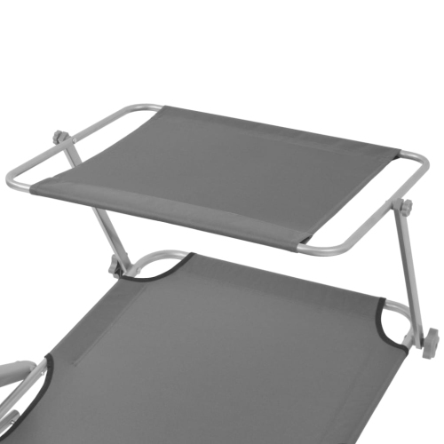 vidaXL Sun Lounger with Canopy Steel Grey