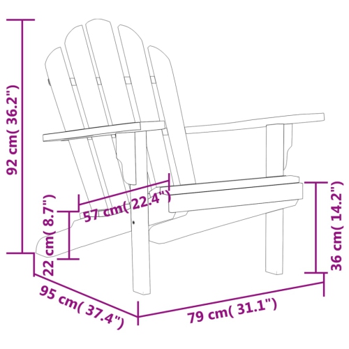 vidaXL Garden Adirondack Chairs 2 pcs 79x95x92 cm Solid Wood Teak