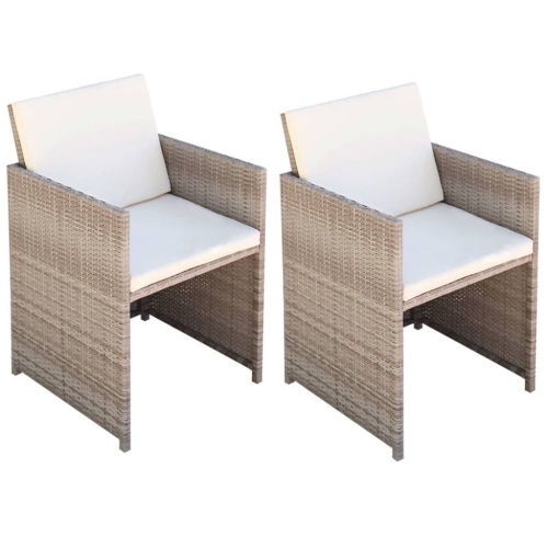 Chaises de jardin vidaXL 2 pièces avec coussins poly rotin beige