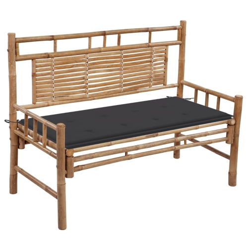 VIDAXL  Garden Bench With Cushion 120 Cm Bamboo