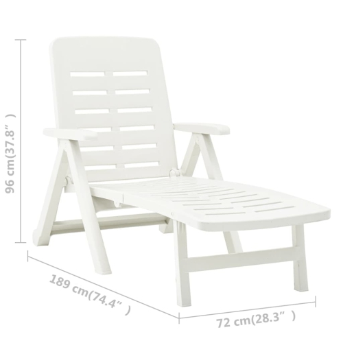 vidaXL Folding Sun Lounger Plastic White