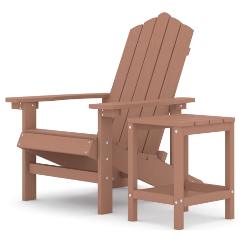 vidaXL Garden Adirondack Chair with Table HDPE Brown