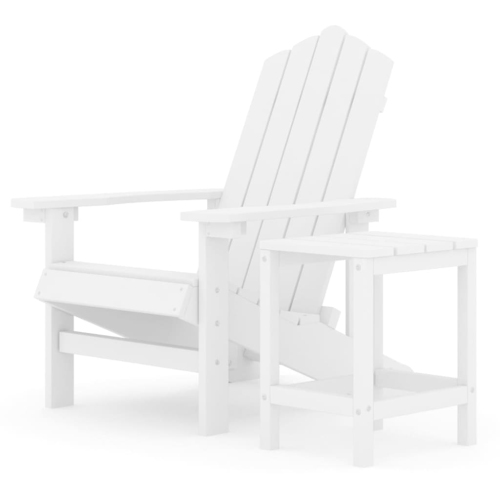 vidaXL Garden Adirondack Chair with Table HDPE White