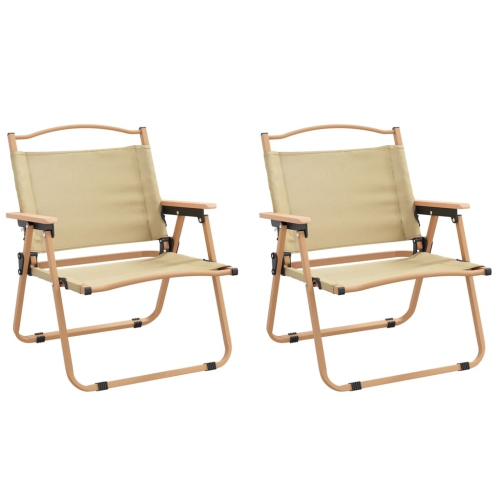 VIDAXL  Camping Chairs 2 PCs 54X43X59Cm Oxford Fabric In Beige