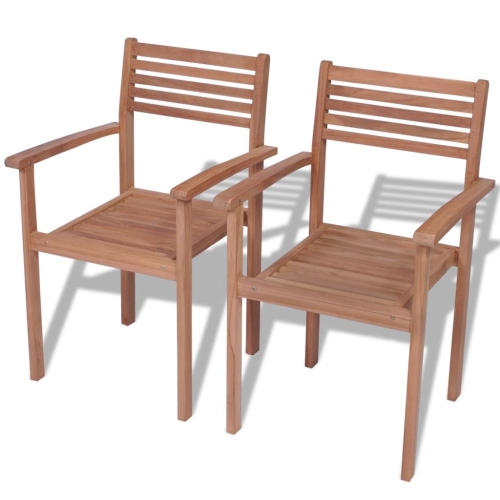 VIDAXL  Stackable Garden Chairs 2 PCs Solid Teak Wood