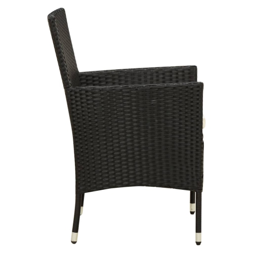 vidaXL Garden Chairs with Cushions 2 pcs Poly Rattan Black