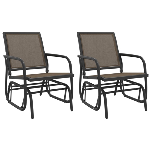 Garden Glider Chairs 2 pcs Brown 61x76x87 cm Textilene Steel