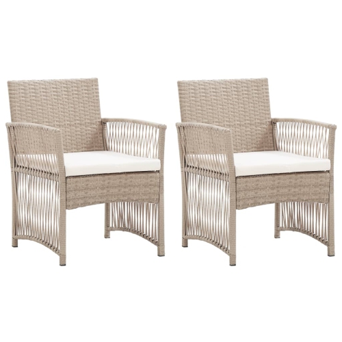 vidaXL Garden Armchairs with Cushions 2 pcs Beige Poly Rattan
