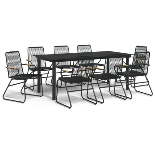 VIDAXL  9 Piece Garden Dining Set Pvc Rattan In Black