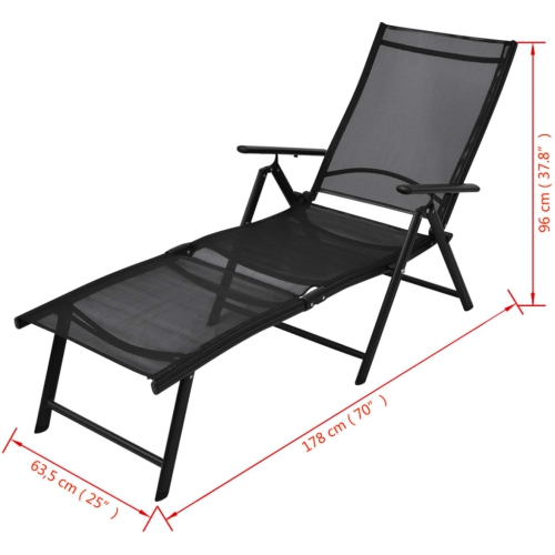 vidaXL Folding Sun Lounger Aluminium Black