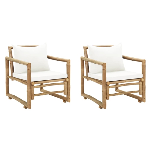 VIDAXL  Garden Chairs 2 PCs With Cushions And Pillows Bamboo