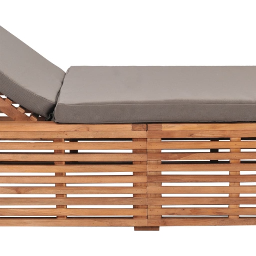 vidaXL Sun Lounger with Dark Grey Cushion Solid Teak Wood