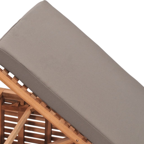 vidaXL Sun Lounger with Dark Grey Cushion Solid Teak Wood