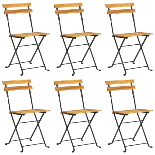 vidaXL Folding Garden Chairs 6 pcs Steel and Solid Wood Acacia