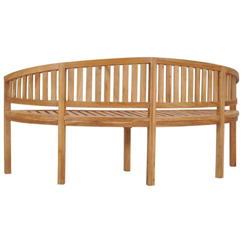 vidaXL Banana Bench, Indoor/Outdoor, Fine Sanded Finish, Solid Teak Wood 26"x70.9"x33.9" Brown