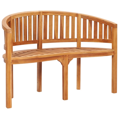 VIDAXL  Banana Bench, Indoor/outdoor, Fine Sanded Finish, Solid Teak Wood 20.5"x47.2"x33.9" In Brown