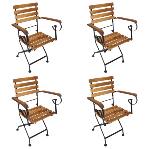 VIDAXL  Folding Garden Chairs 4 PCs Steel And Solid Wood Acacia
