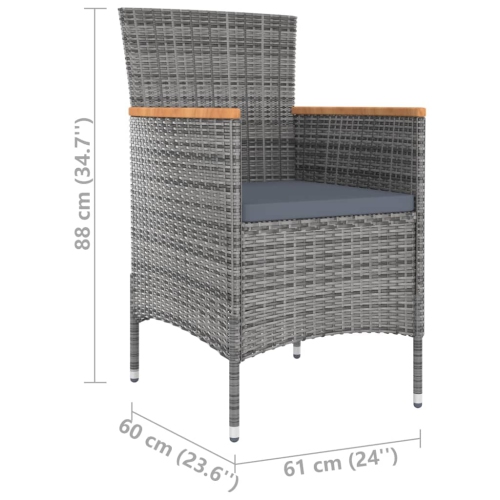 vidaXL Garden Dining Chairs 4 pcs Poly Rattan Grey