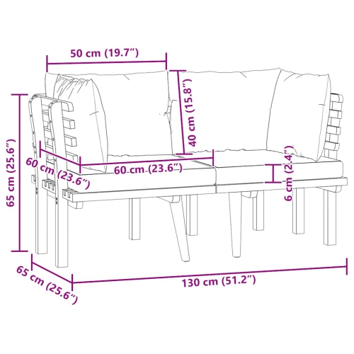 vidaXL 2-Seater Garden Sofa with Cushions Solid Acacia Wood