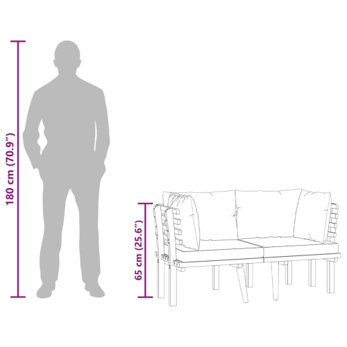 vidaXL 2-Seater Garden Sofa with Cushions Solid Acacia Wood
