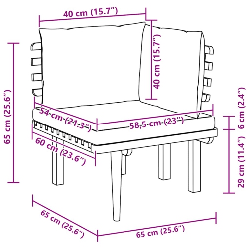 vidaXL Garden Corner Sofa with Cushions Solid Acacia Wood