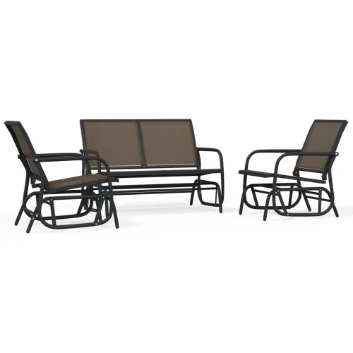 VIDAXL  3 Piece Garden Glider Lounge Set Textilene And Steel In Brown
