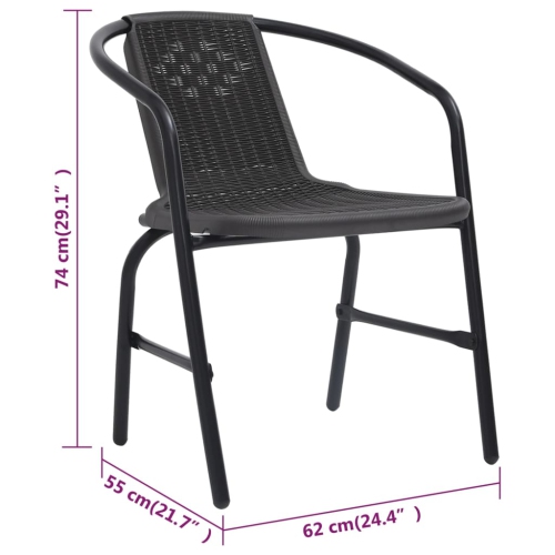 vidaXL Garden Chairs 4 pcs Plastic Rattan and Steel 110 kg