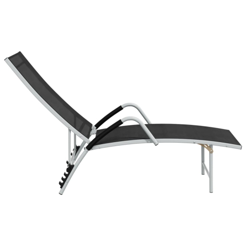 vidaXL Sun Lounger Textilene and Aluminium Black
