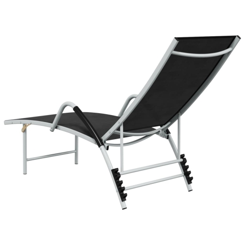 vidaXL Sun Lounger Textilene and Aluminium Black