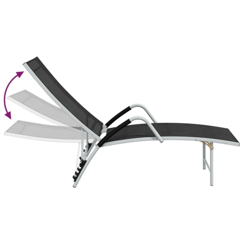 vidaXL Sun Lounger Textilene and Aluminium Black