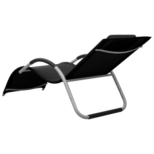 vidaXL Sun Lounger Textilene Black and Grey