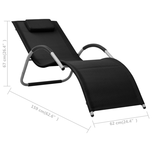 vidaXL Sun Lounger Textilene Black and Grey