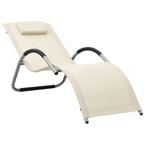 VisdaXL Sun Lounger Textilene crème et gris