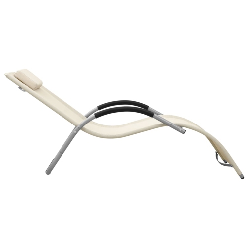 vidaXL Sun Lounger Textilene Cream and Grey