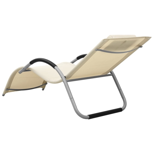 vidaXL Sun Lounger Textilene Cream and Grey