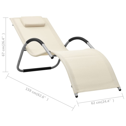 vidaXL Sun Lounger Textilene Cream and Grey