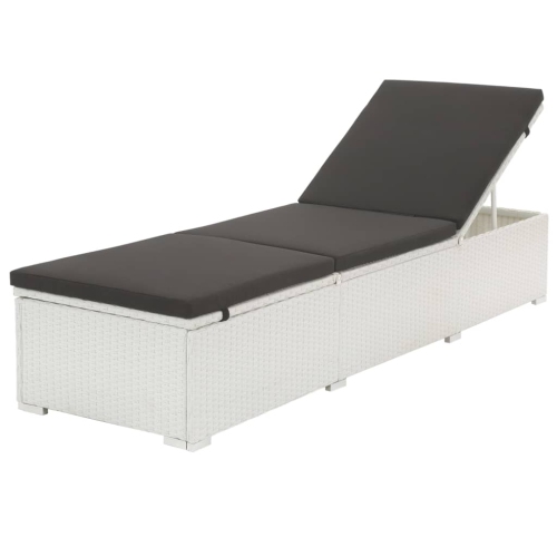 VIDAXL  Sun Lounger With Cushion Poly Rattan In White