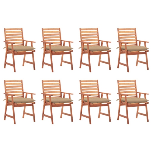 VIDAXL  Outdoor Dining Chairs 8 PCs With Cushions Solid Acacia Wood