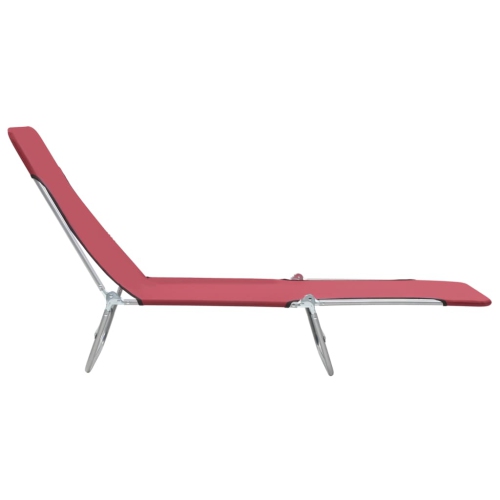 2 chaises longues pliantes vidaXL acier et tissu rouge
