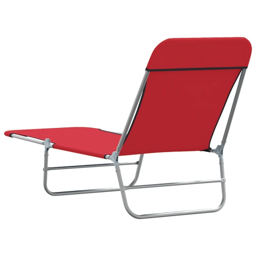 2 chaises longues pliantes vidaXL acier et tissu rouge