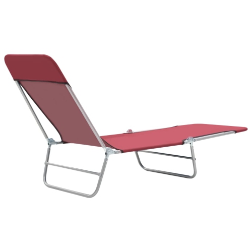 2 chaises longues pliantes vidaXL acier et tissu rouge