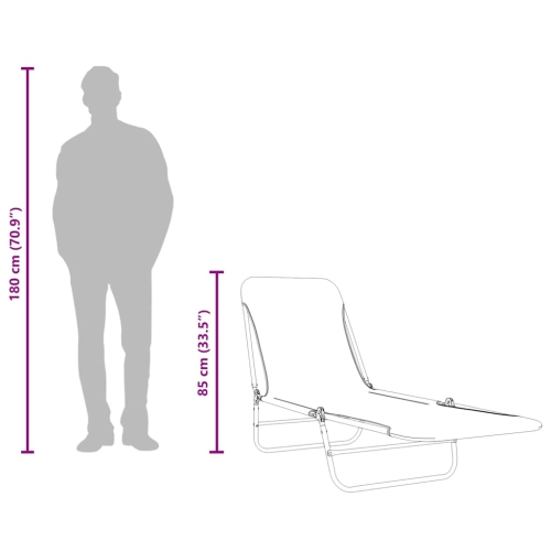 2 chaises longues pliantes vidaXL acier et tissu rouge